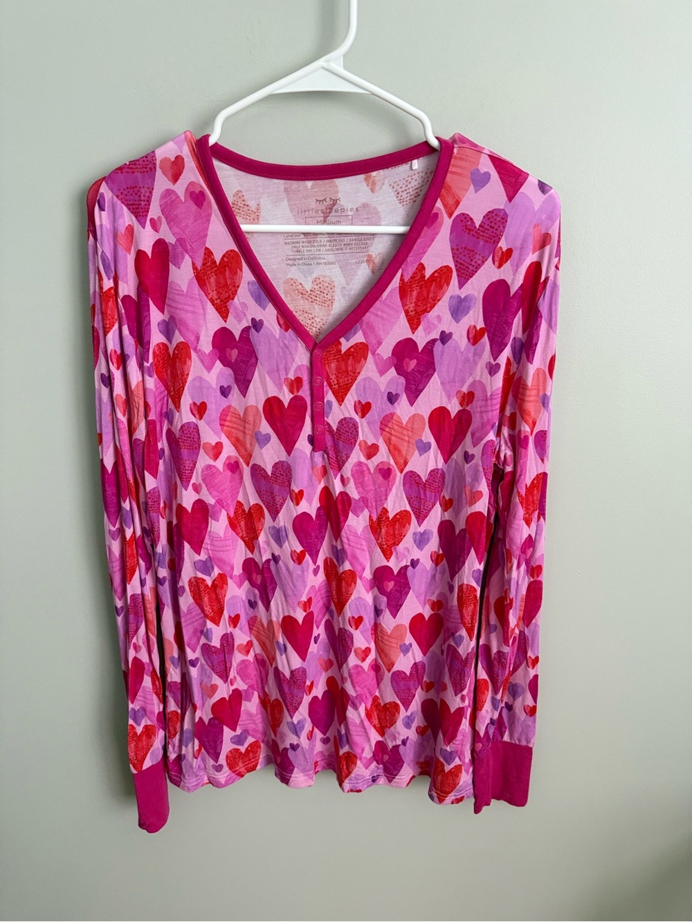 Little Sleepies Women's Medium Set Pink Hearts & Crafts Joggers and Long Sleeve - Picture 2 of 5